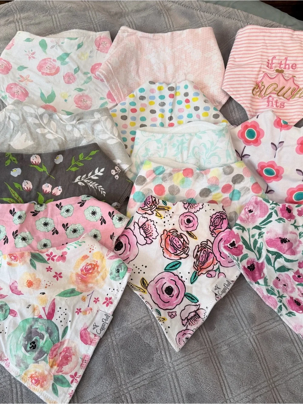 Pack of Floral Pink Bandana Bibs for Babies